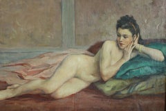Nude oil Painting, reclining female nude, nude portrait of a woman