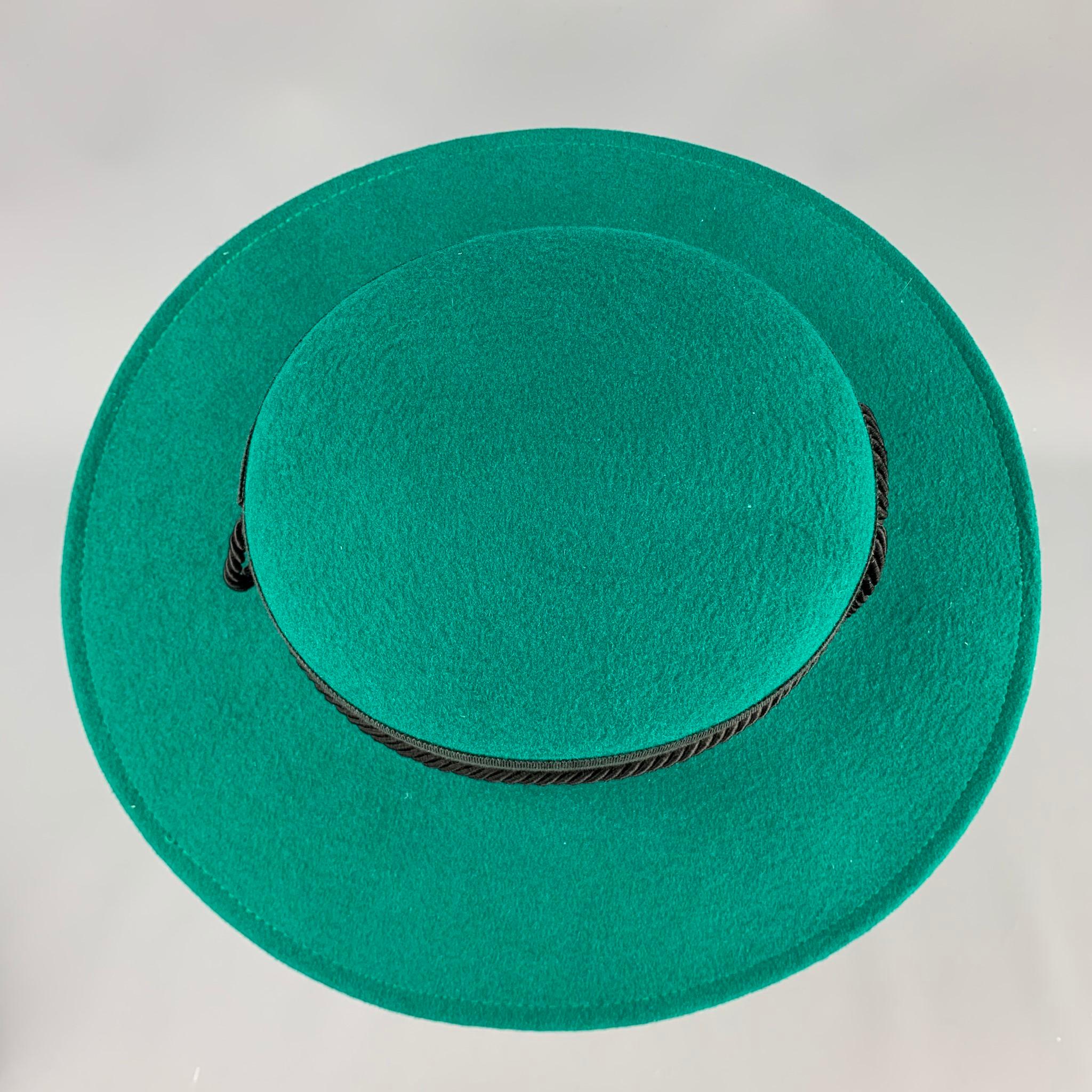 Blue LONNI Green Black Ribbon Wool Hat