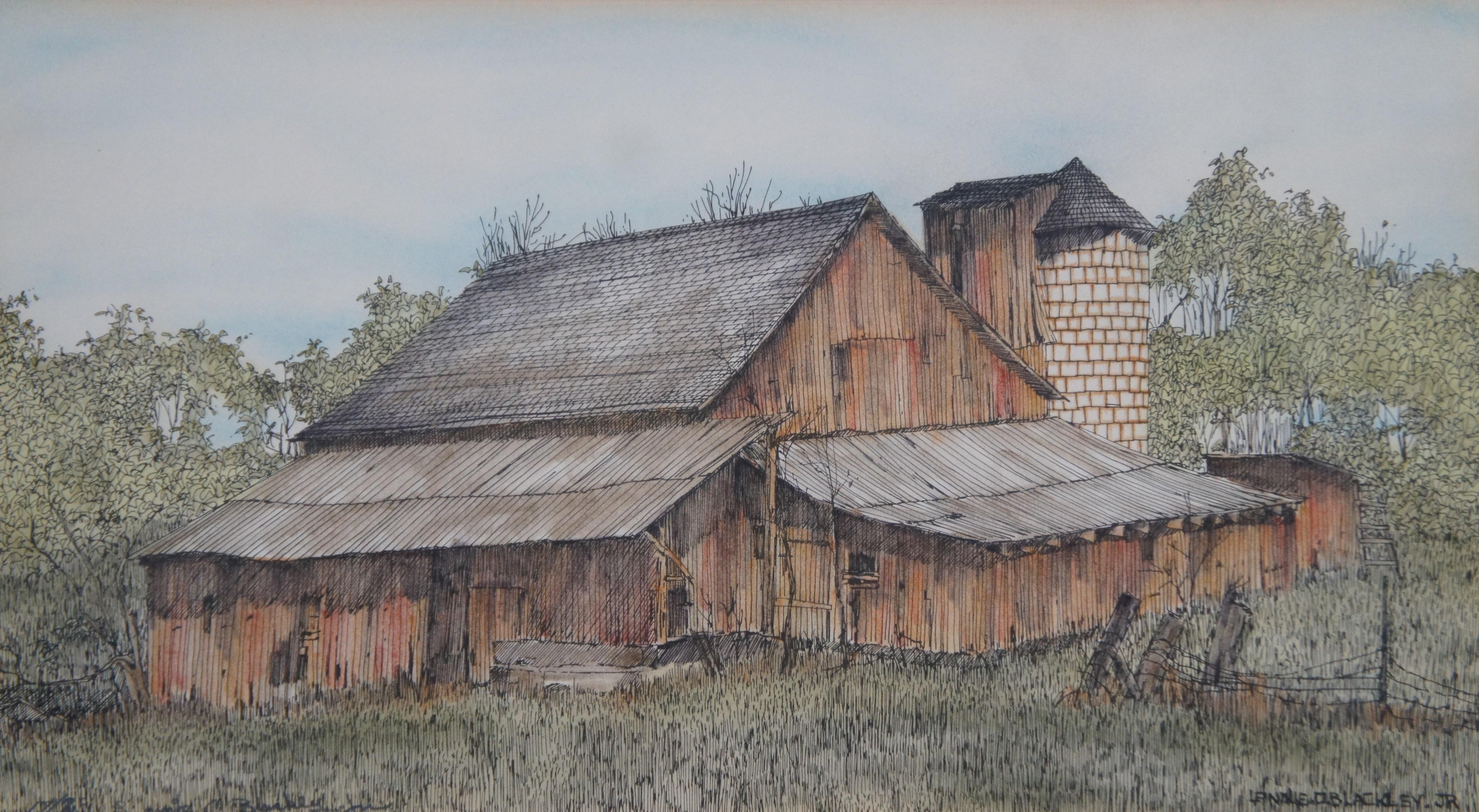 Lonnie C Blackley Jr Signed Red Barn Farmhouse Landscape Lithograph Print 23