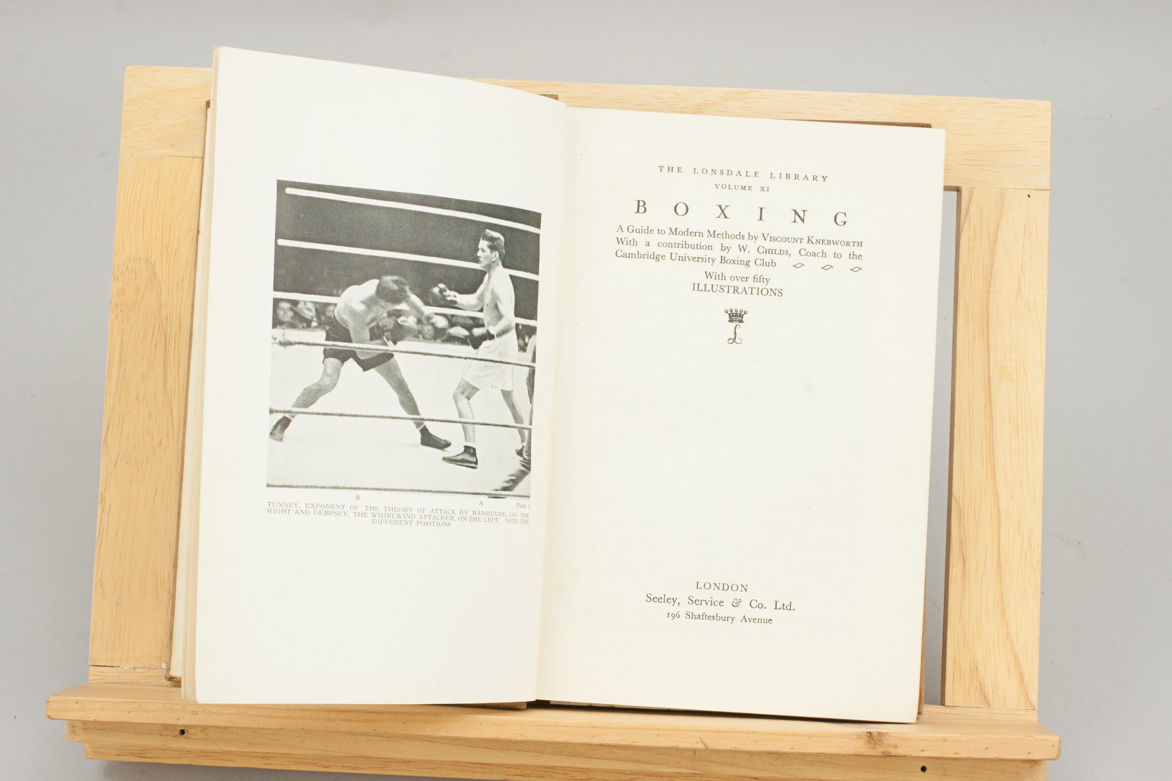 Boxing, Lonsdale Library Book.
One of the volumes from Lonsdale Library, Boxing. The book with over fifty illustrations.
The Lonsdale Library of Sports, Games & Pastimes, Editors The Right Hon. The Earl of Lonsdale, Sir Theodore Cook & Mr. Eric
