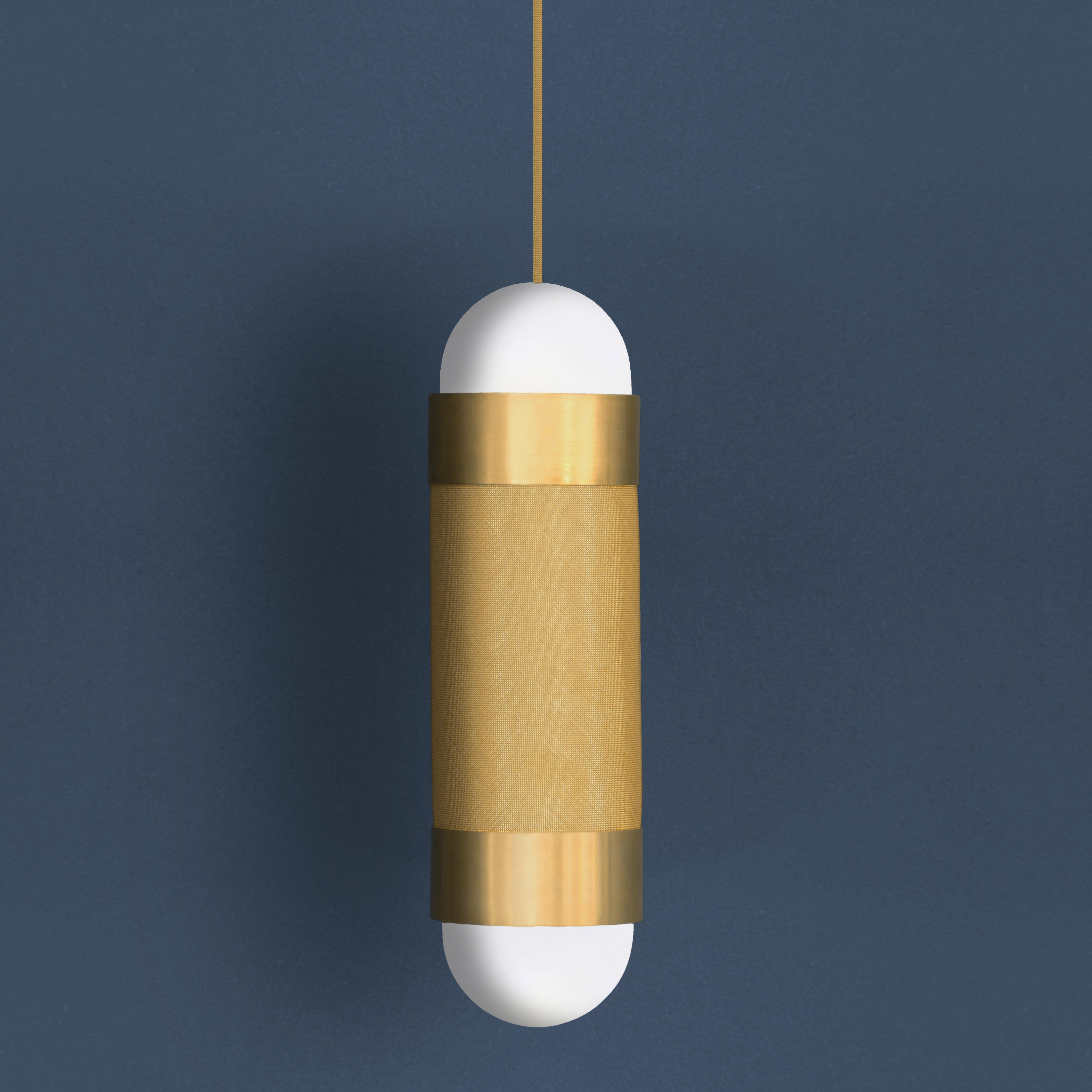 Britannique Lampe à suspension cascade en laiton Loom avec globes en verre borosilicate en vente
