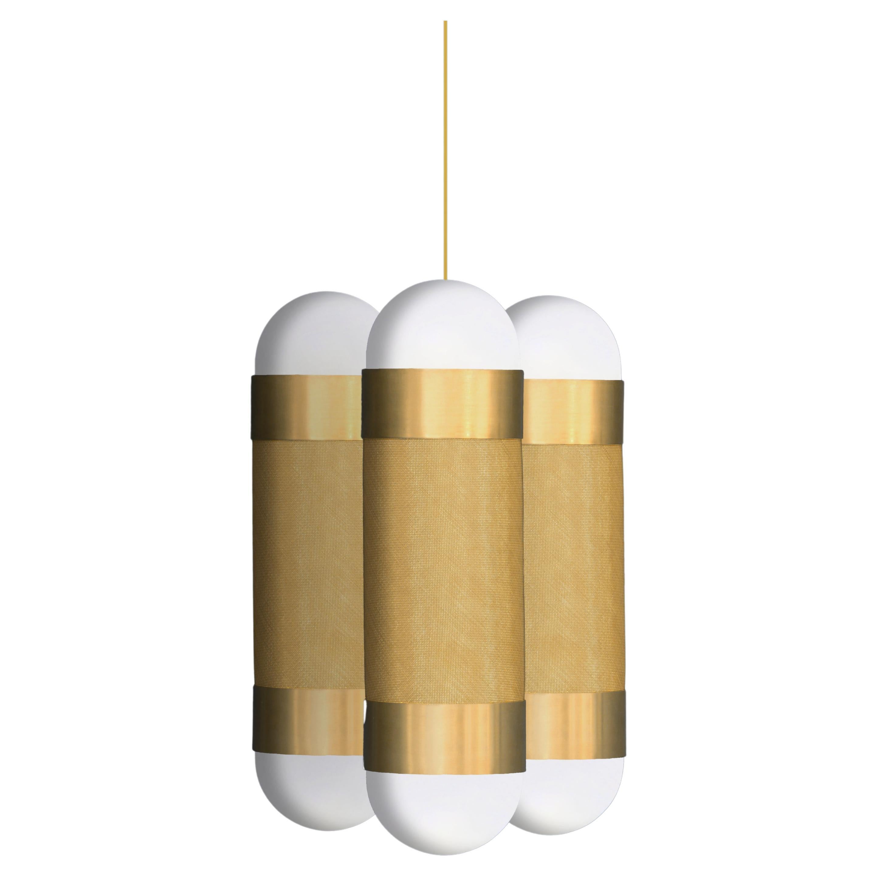 Loom Modern Brass Cluster Pendant Light with Borosilicate Glass Globes For Sale