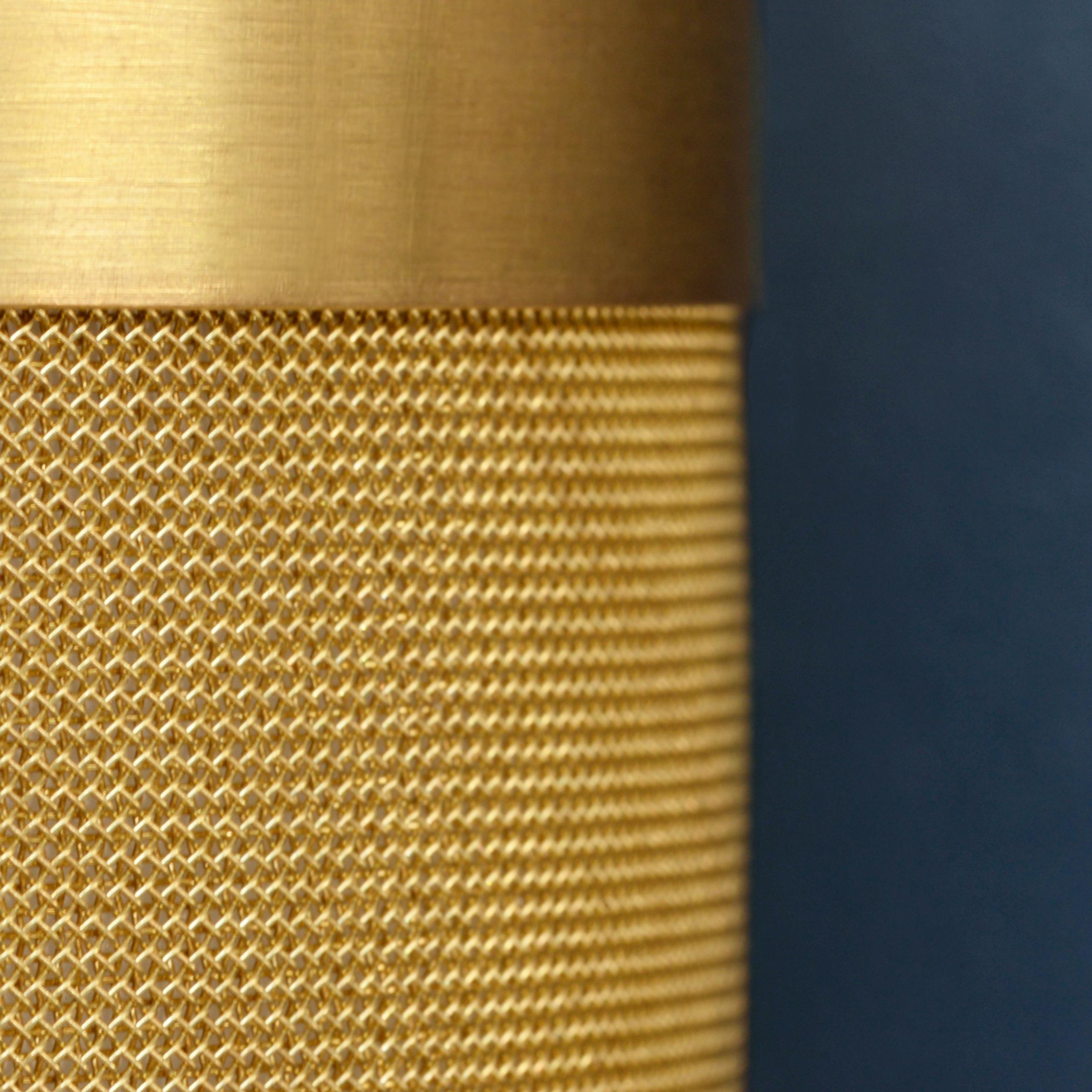 British LOOM Brushed and Woven Brass Modern Table Lamp Made in Britain For Sale
