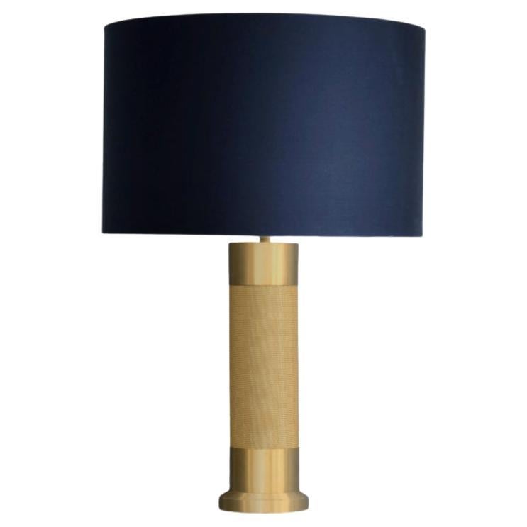 LOOM Brushed and Woven Brass Modern Table Lamp Made in Britain For Sale