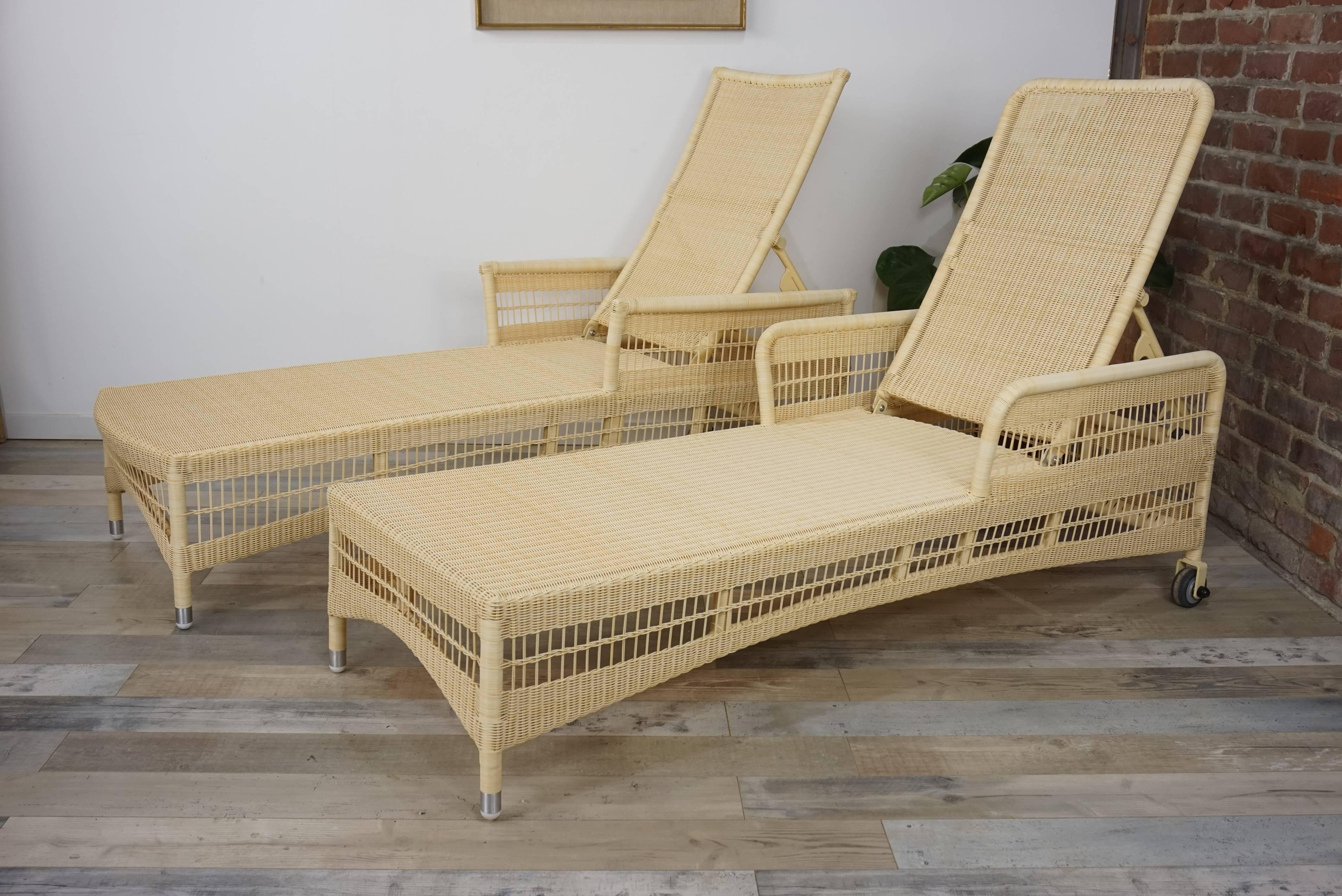 Loom Lloyd Resin Pair of Outdoor Chaises Longues Relax and Recliner  In Excellent Condition In Tourcoing, FR
