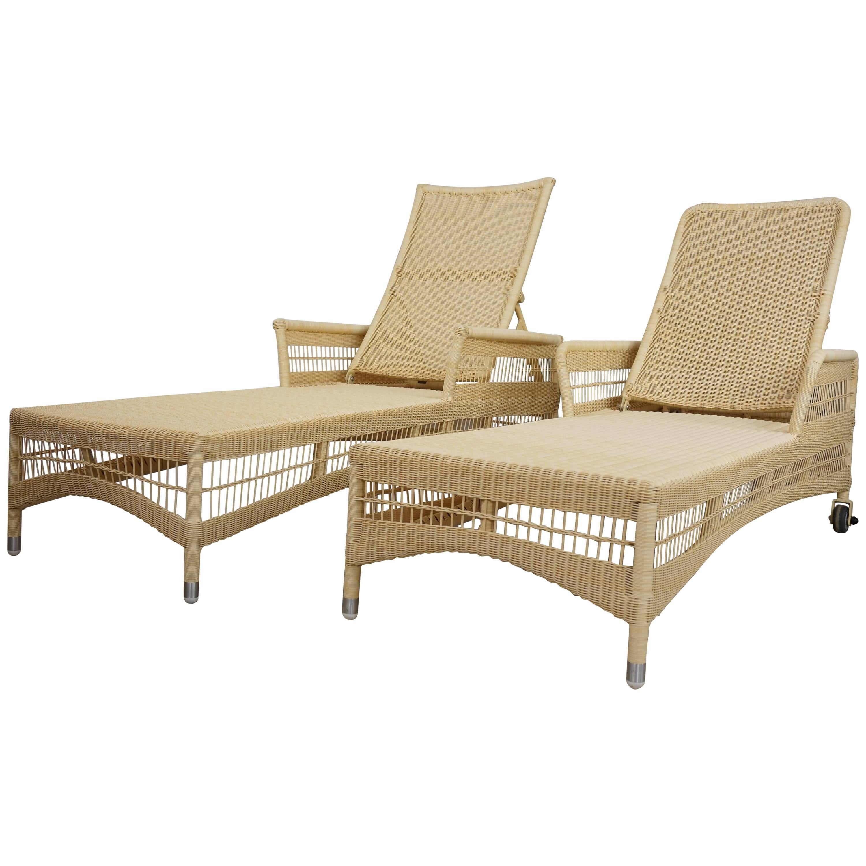 Loom Lloyd Resin Pair of Outdoor Chaises Longues Relax and Recliner 