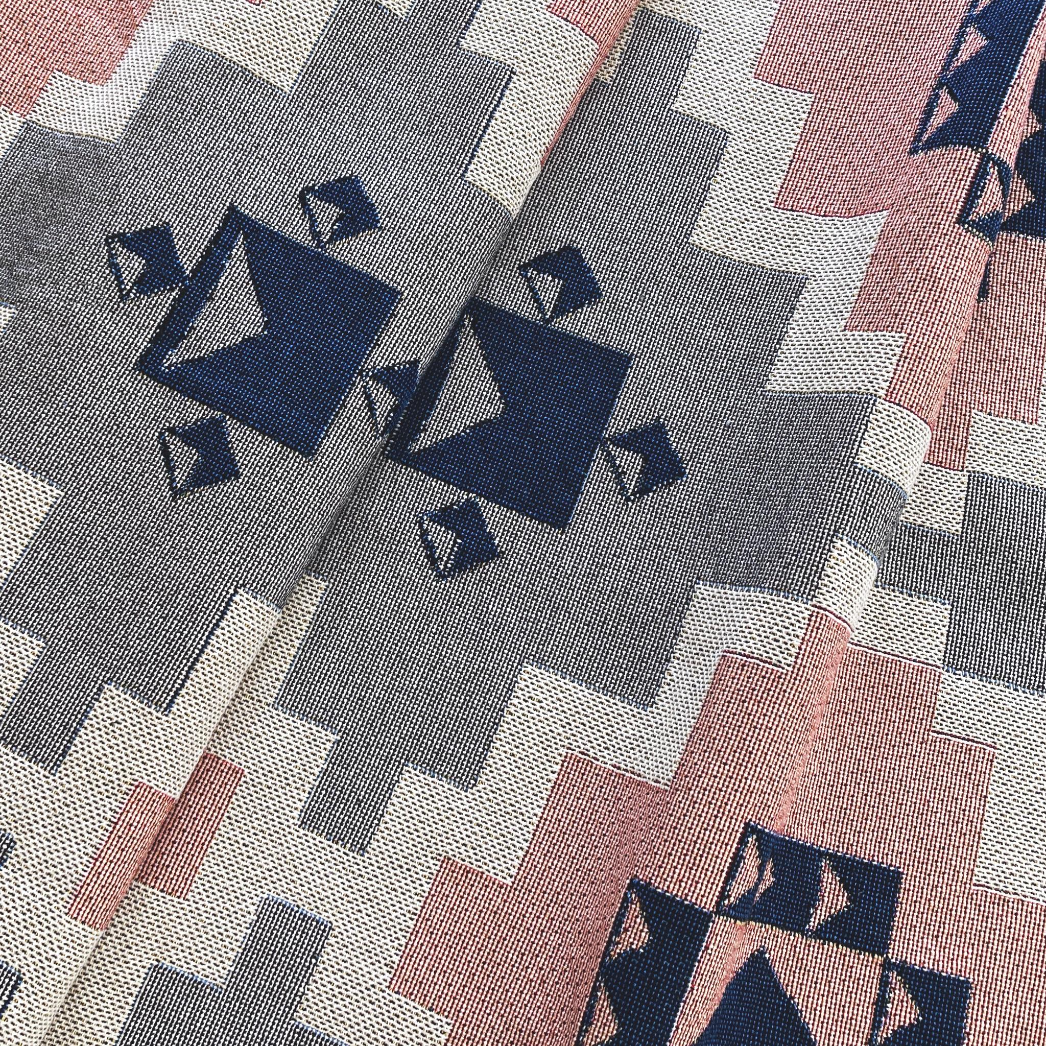 Woll-Überwurfdecke aus gewebter Baumwolle, grau und rosa, Geo, 54 x 72 (amerikanisch) im Angebot