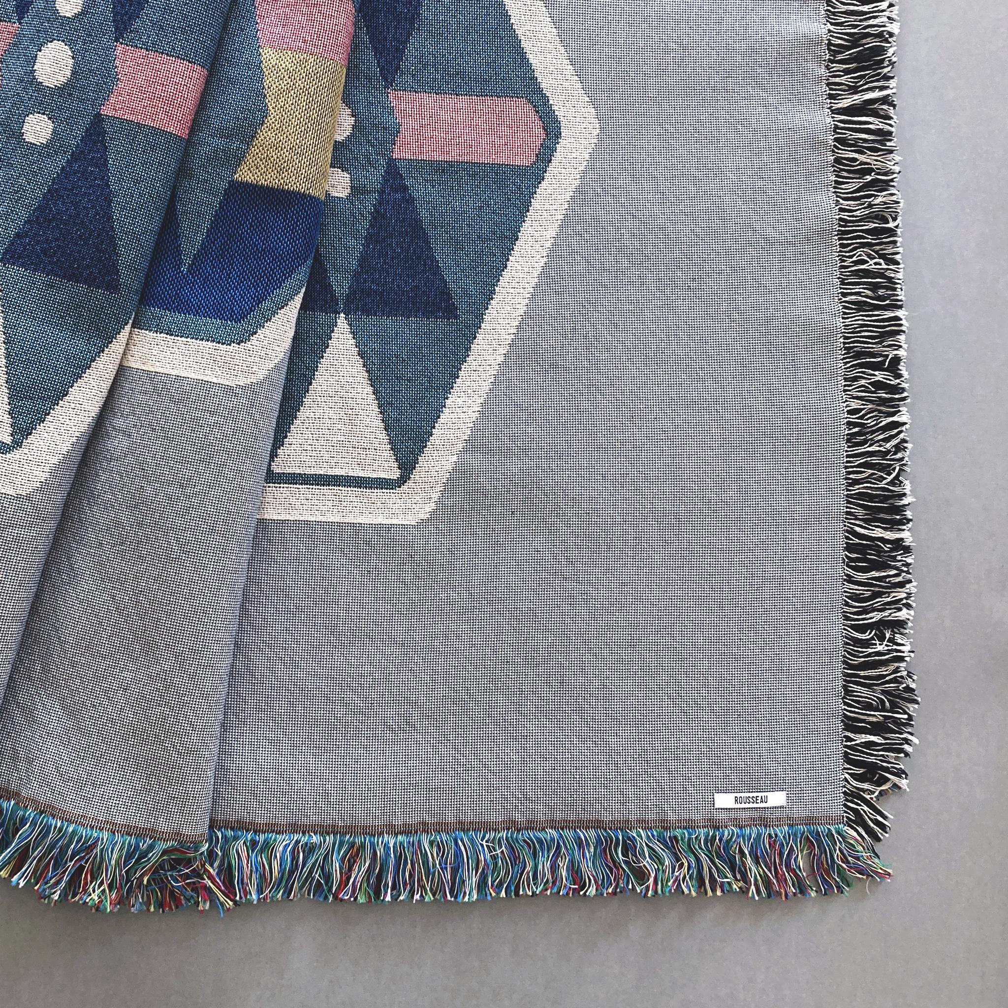 Woll-Überwurfdecke aus gewebter Baumwolle, grauer Fog Geo, 54 x 72 (Moderne) im Angebot