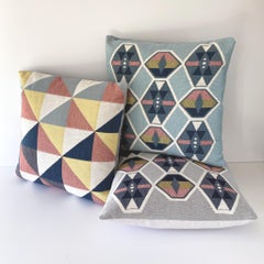 Fog Gray Woven Geometric Pattern Pillow