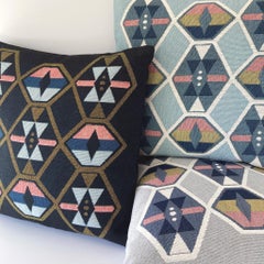 Loom Woven Throw Pillow, Twilight Navy Geo