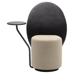 Loomi Armchair with Black Coffee Table in Cream & Black Upholshtery, Lapo Ciatti