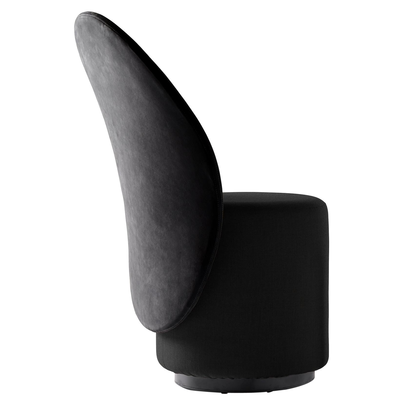 Loomi Armchair with Black Upholshtered Seat and Back by Lapo Ciatti For Sale