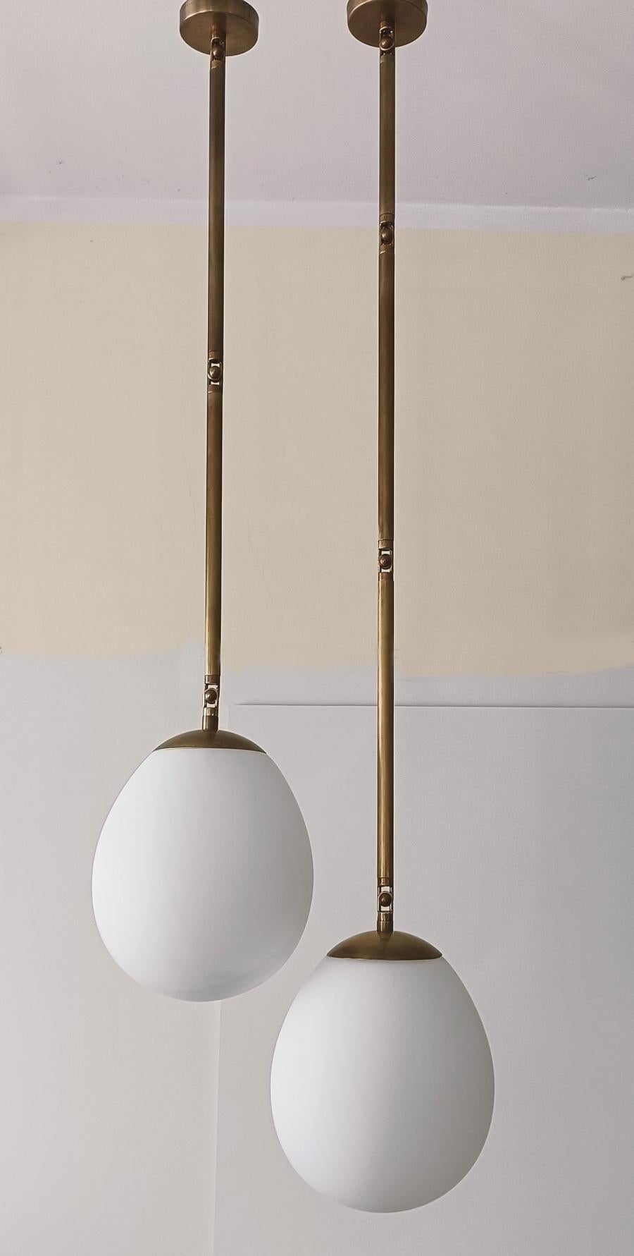 Loon - Brass and opaline glass pendant by Candas Design