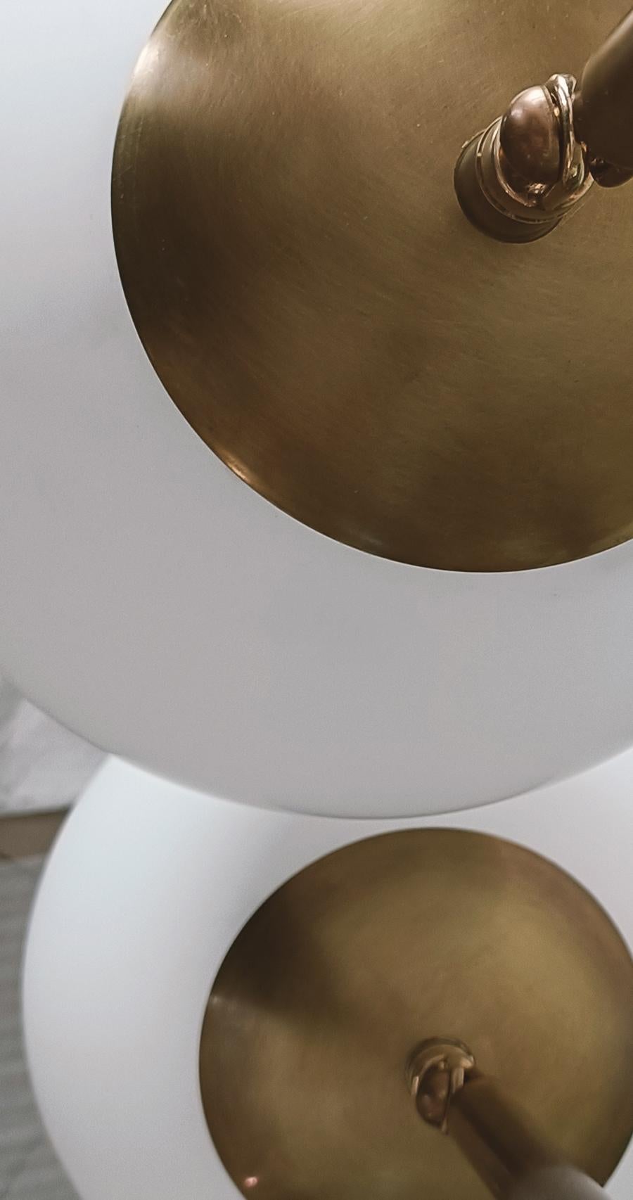 Contemporary Loon set of 2 - Brass and opaline glass pendant by Candas Design For Sale