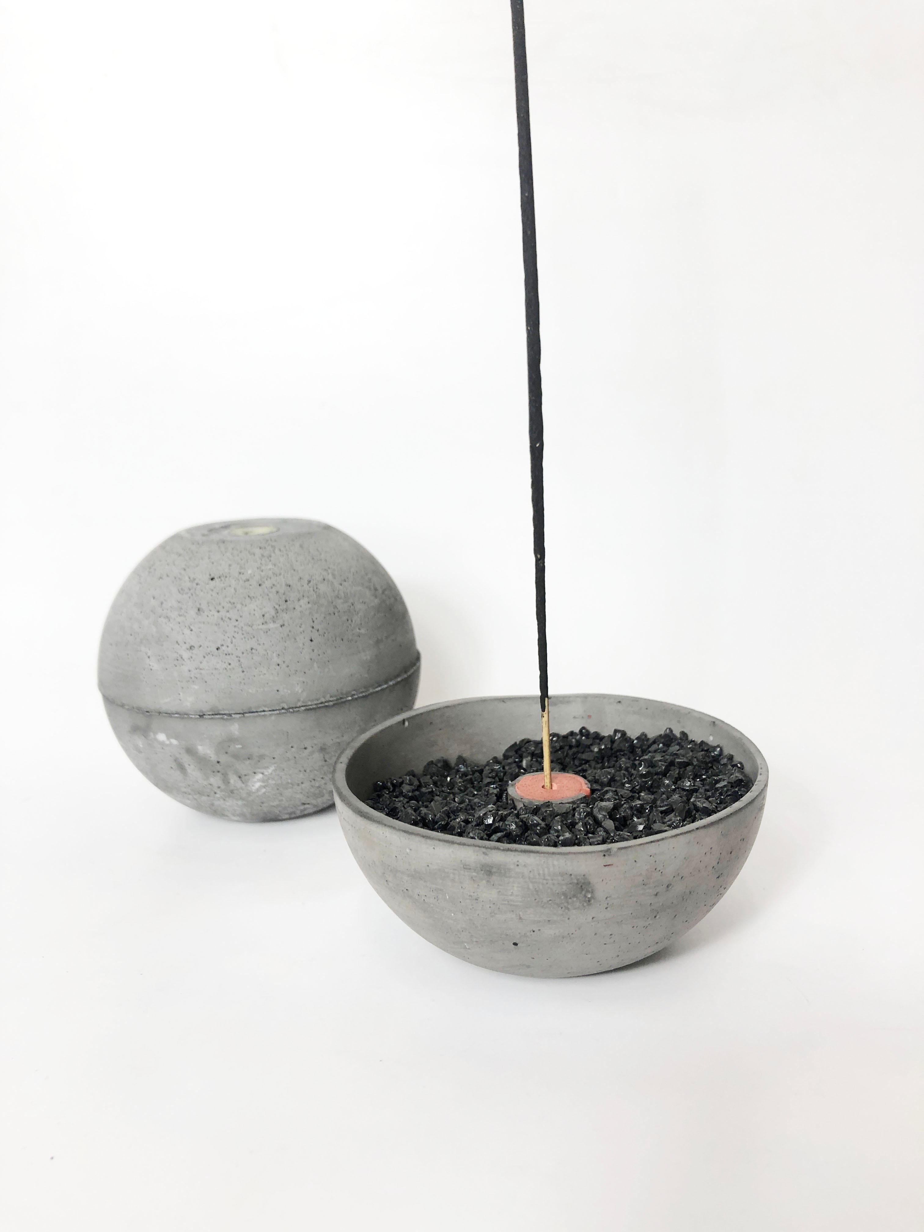 Cast Loona Grey Concrete Bowl Stick Incense Holder