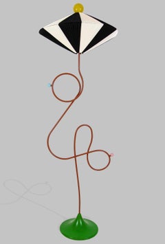 Loop 02 Multicolored Floor Lamp in Metal and Wood by MIRANDA MAKAROFF