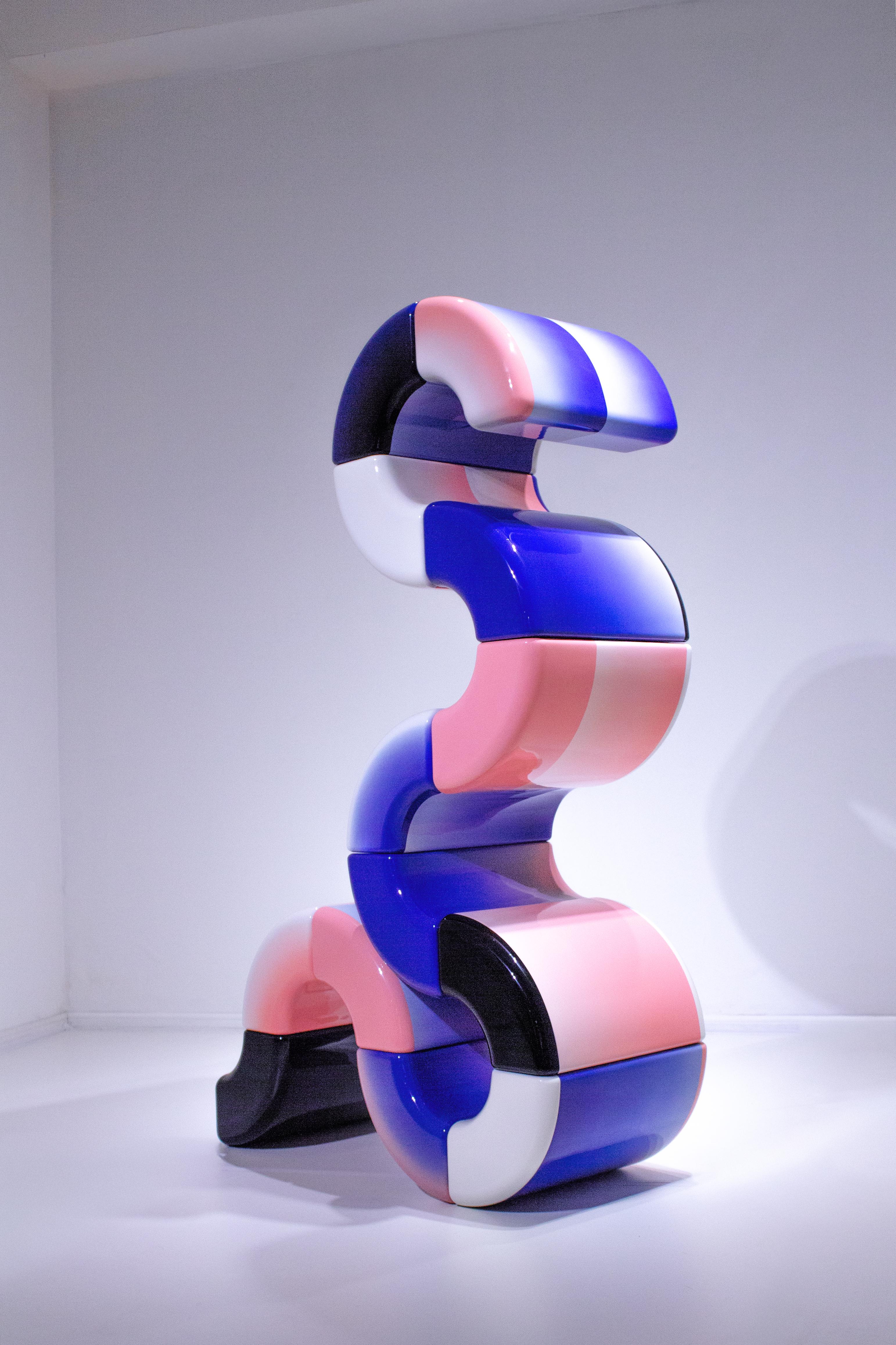 Plastic LOOP 13 by Paul Sende, 3D Printed Modular Sculpture Car Paint Varnish Finishing For Sale