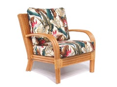 Loop Arm Rattan "Regata" Lounge Chair W/ Woven Wicker Back