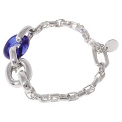 Bracciale a catena Looping in argento 925 e gemma ecologica dell'oceano blu di CLED