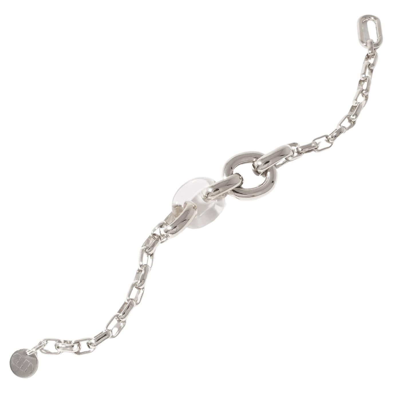 Loop Chain Bracelet in 925 Sterling Silver & Clear Air Eco Gem by CLED For Sale