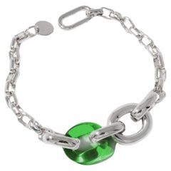 Loop Chain Bracelet in 925 Sterling Silver & Green Forest Eco Gem by CLED