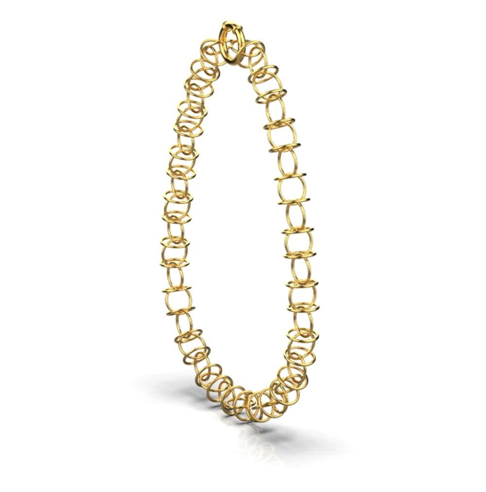 Modern Loop Chain Necklace, 18k Gold For Sale