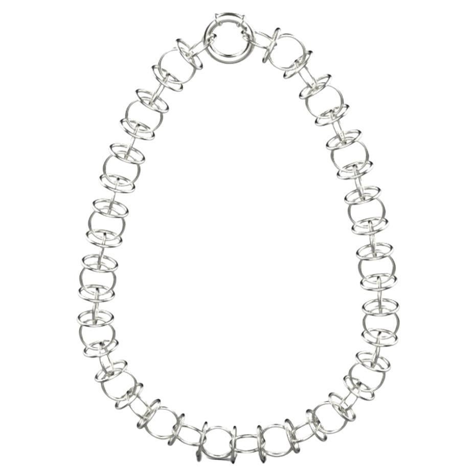 Loop Chain Necklace, 18k White Gold For Sale