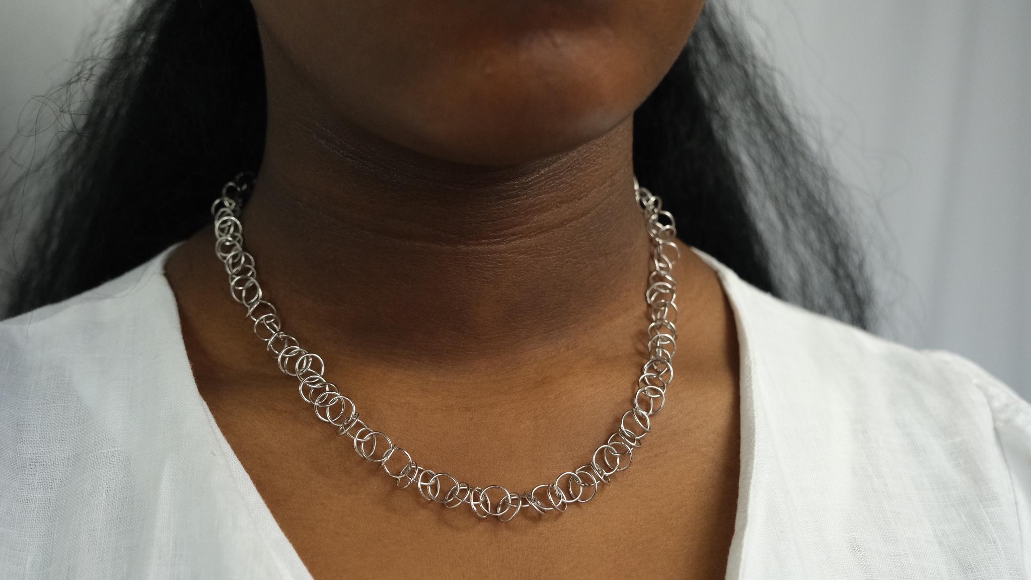 Loop Chain Necklace, Sterling Silver For Sale 3