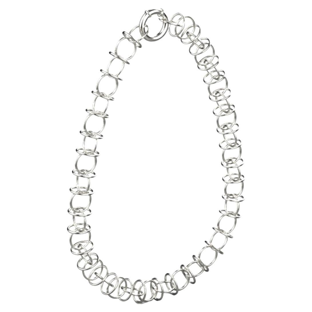 Loop Chain Necklace, Sterling Silver For Sale