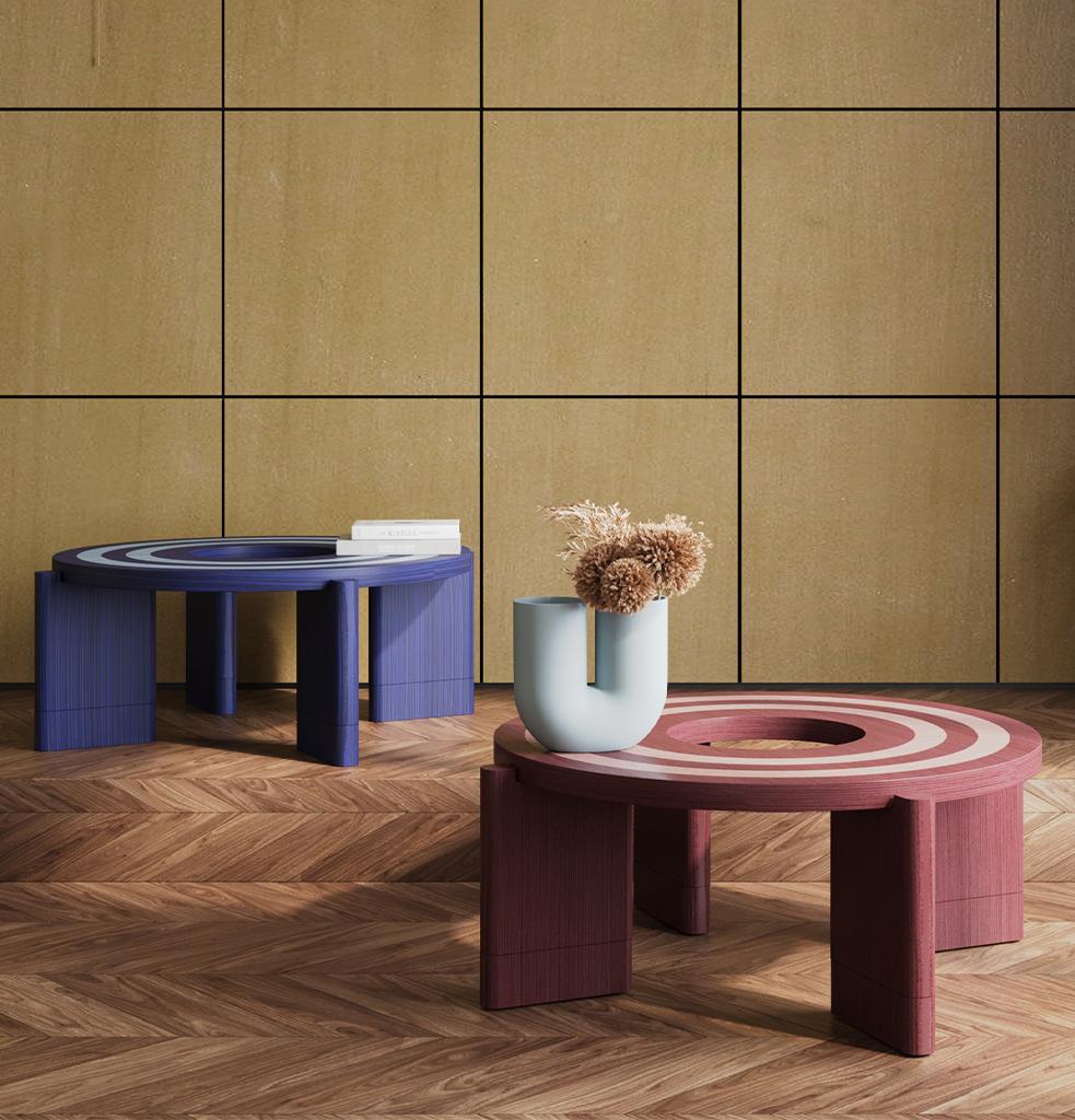 Loop Couchtisch Blau von Hermhaus (Moderne der Mitte des Jahrhunderts) im Angebot