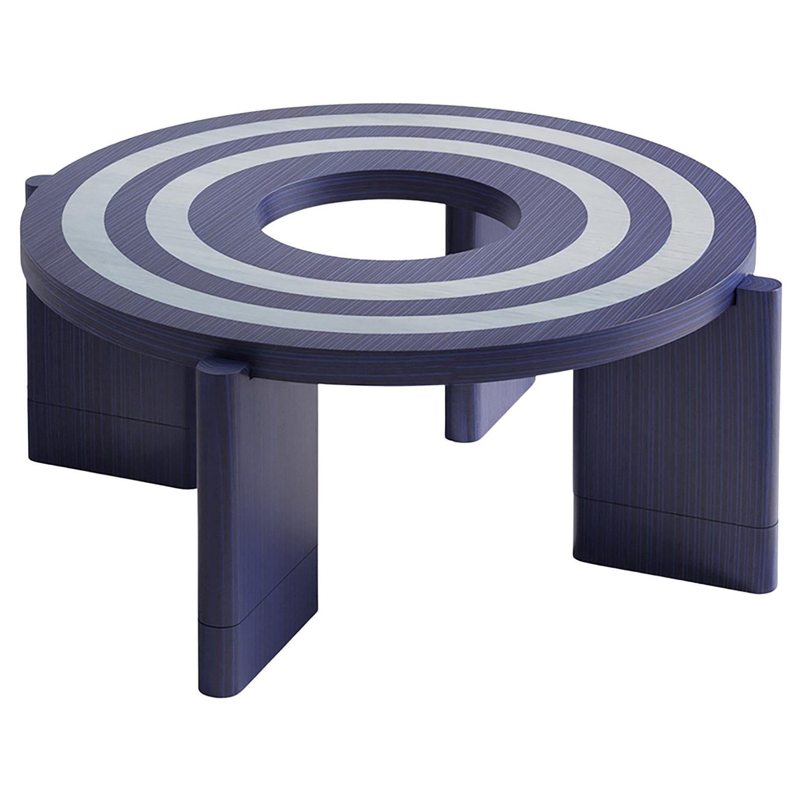 Loop Coffee Table Blue by Hermhaus – Modern Designer Marquetry Table For Sale