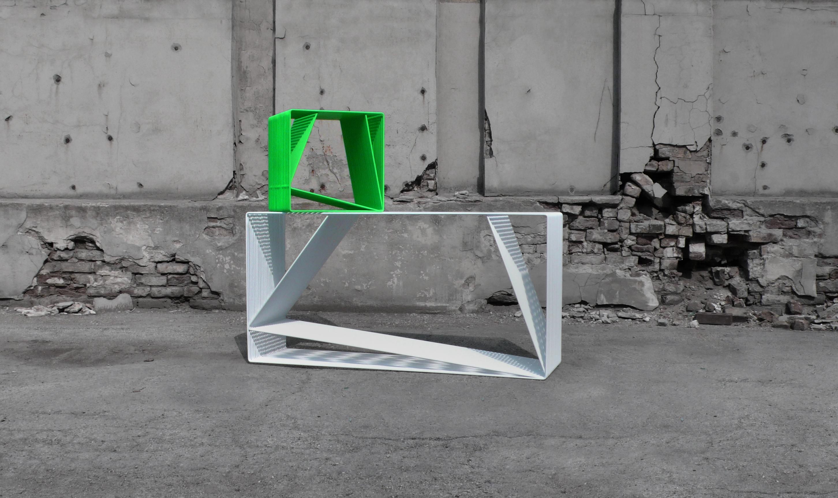 American LOOP - Contemporary Minimal Geometric Steel Rod Console by TJOKEEFE For Sale