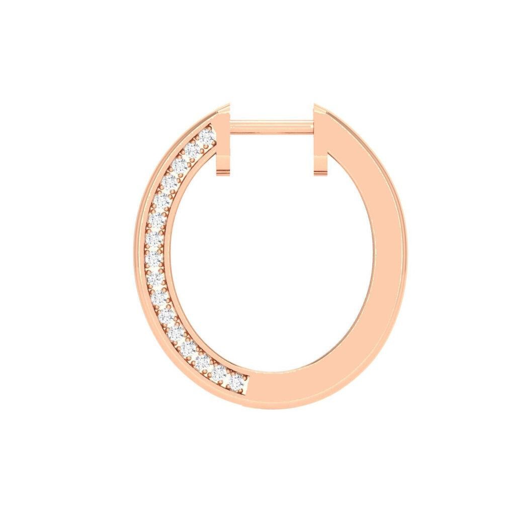 Modern Loop Diamond Earrings, 18k Rose Gold, 1.026ct For Sale