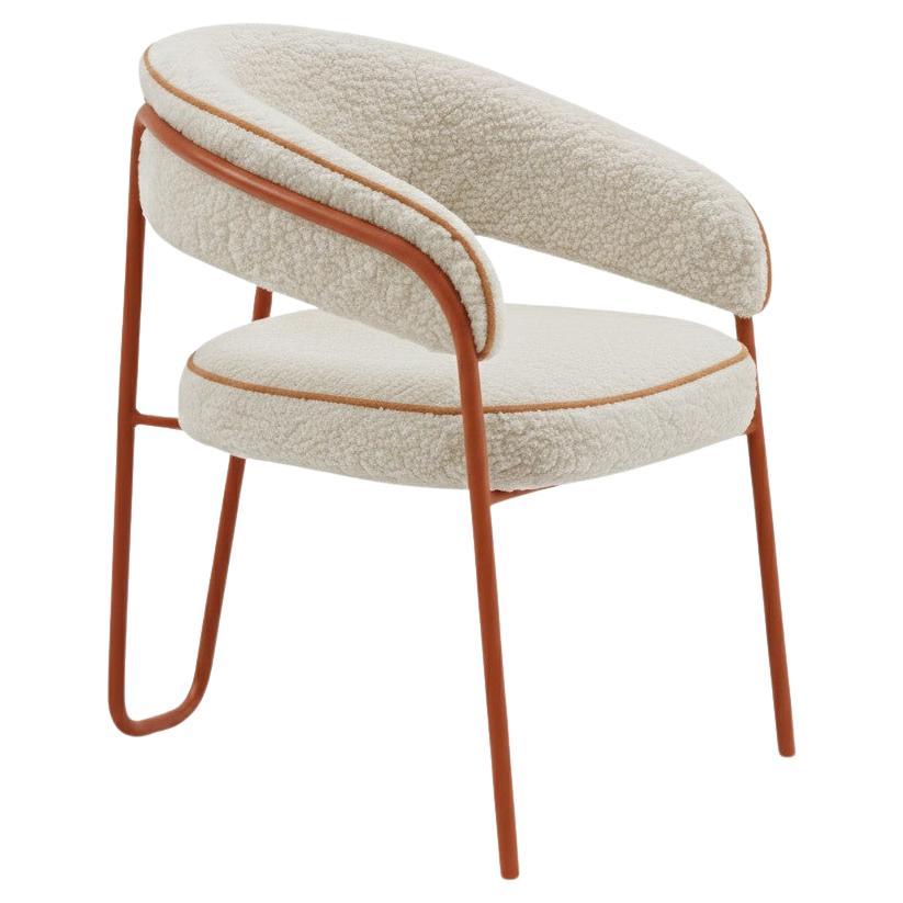 Loop Dining Chair In Sculptural Metal Frame and Bouclé Upholstery-Sergio López