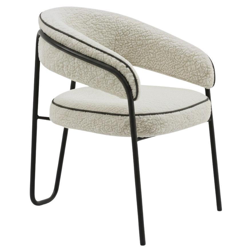 Loop Dining Chair In Sculptural Metal Frame and Bouclé Upholstery-Sergio López