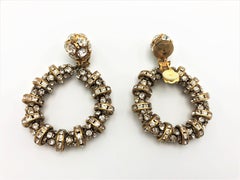Loop ear clips with strass balls and rondells 1980 unsigned