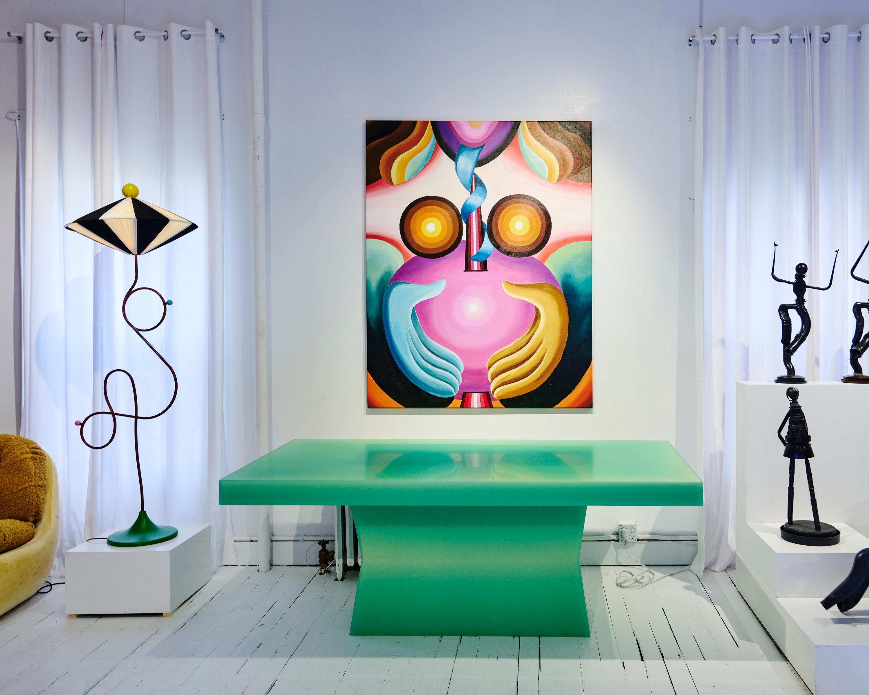 Loop 02 Colorful Floor Lamp in Metal and Wood by MIRANDA MAKAROFF en venta 1