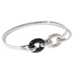 Loop Hoop Bracelet in 925 Sterling Silver & Black Basalt Eco Gem by CLED