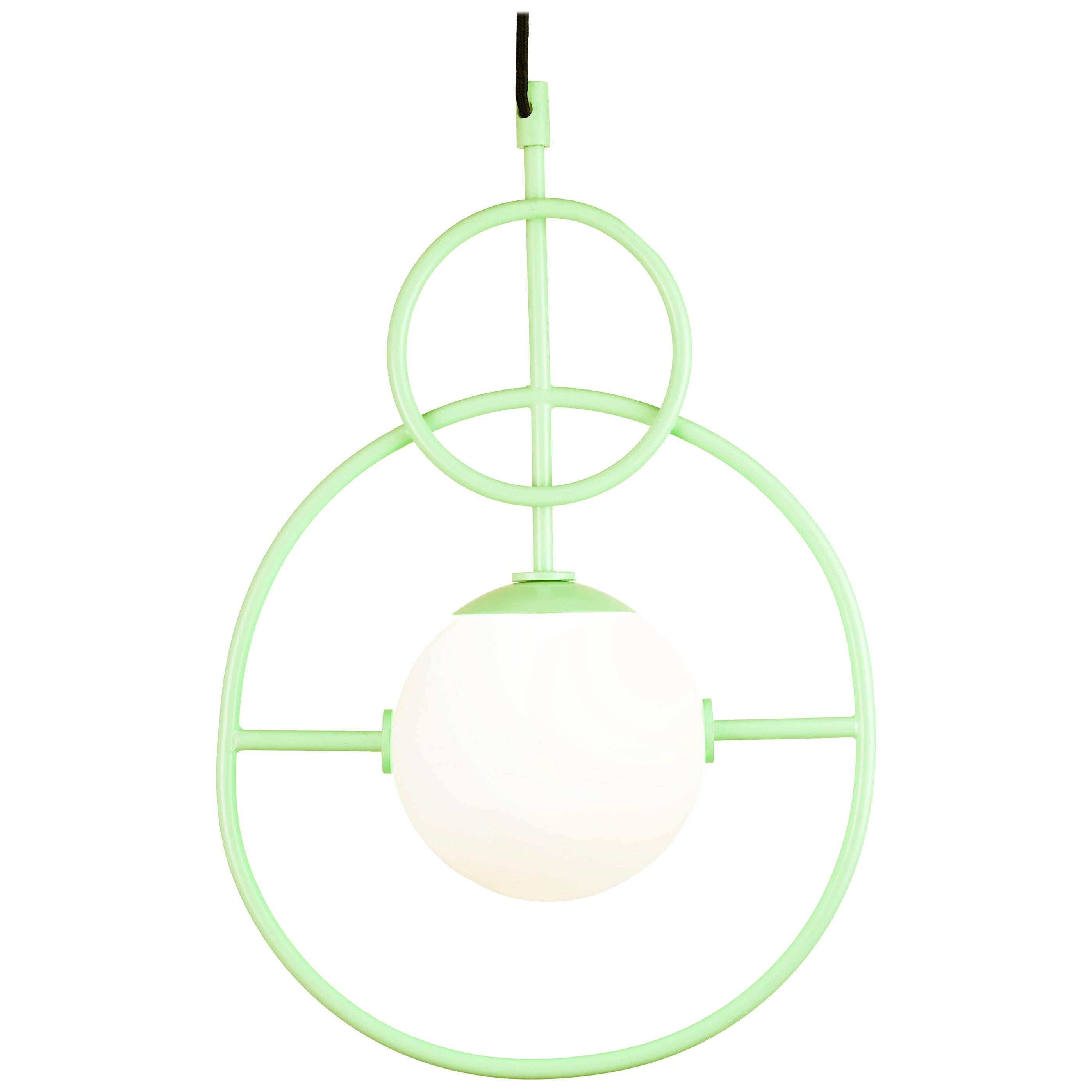 Handcrafted Loop II Pendant Lamp Powder Coated Dream Green Frosted Glass