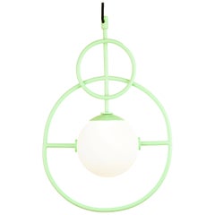 Handcrafted Loop II Pendant Lamp Powder Coated Dream Green Frosted Glass