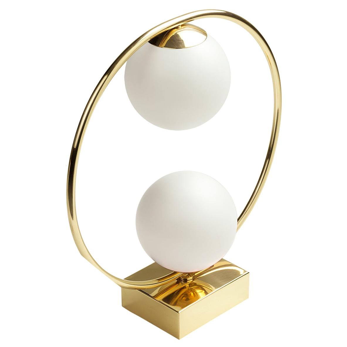 Art Deco Inspired Contemporary Loop II Table Lamp Polished Brass