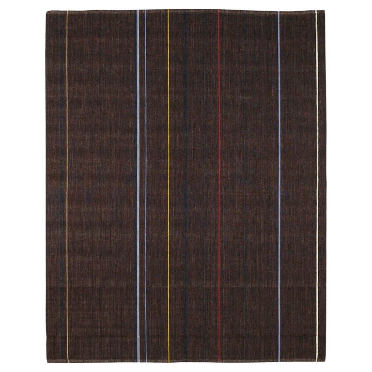 Natural Thin Striped Spring Jute Rug In Stock by Deanna Comellini
