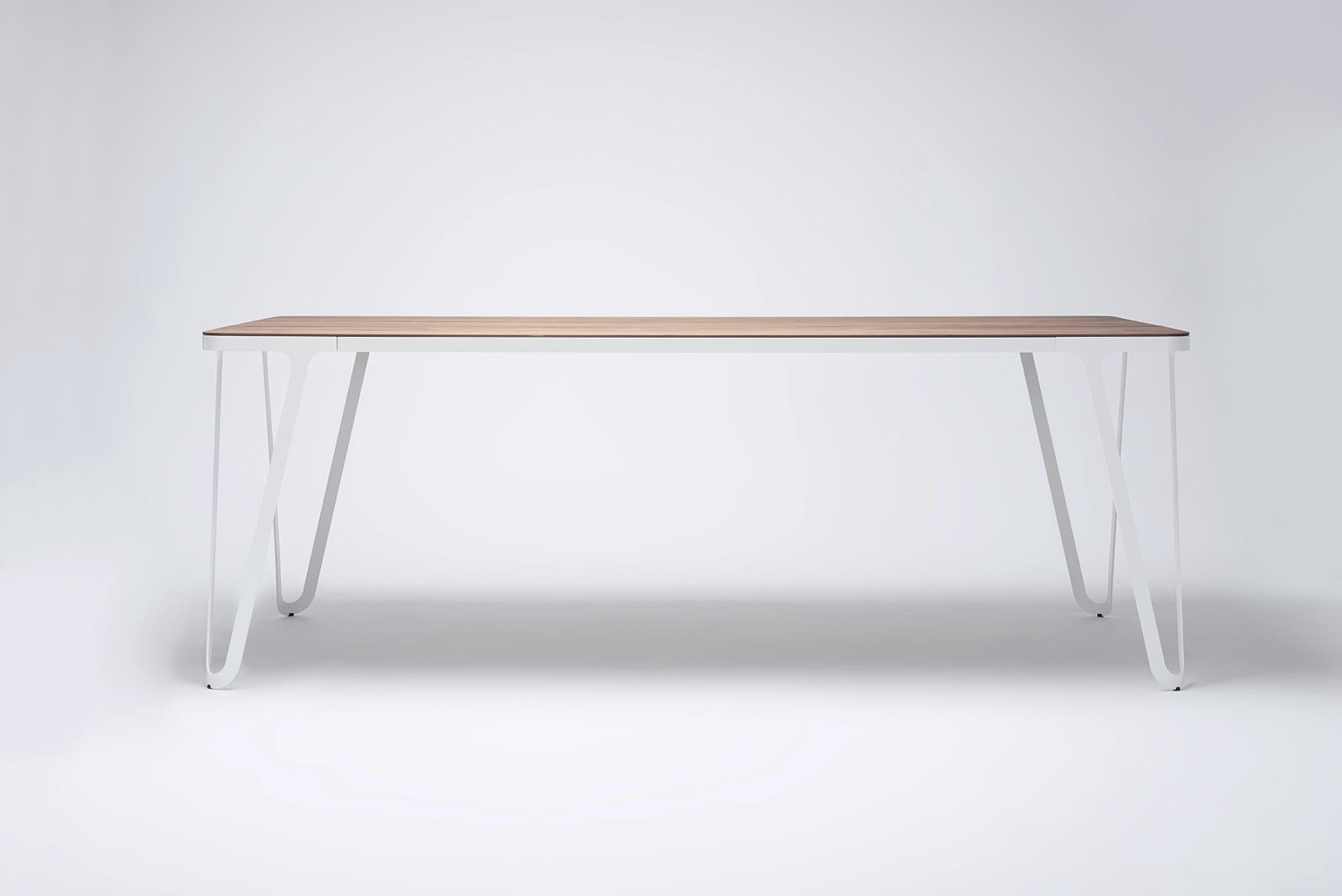 Loop table 240 ash by Sebastian Scherer
Dimensions: D240 x W90 x H74 cm
Materials: ash, aluminium, wood
Weight: 69.2 kg
Also available: colours:solid wood (matt lacquered or oiled): black and white stained ash / natural oak / american