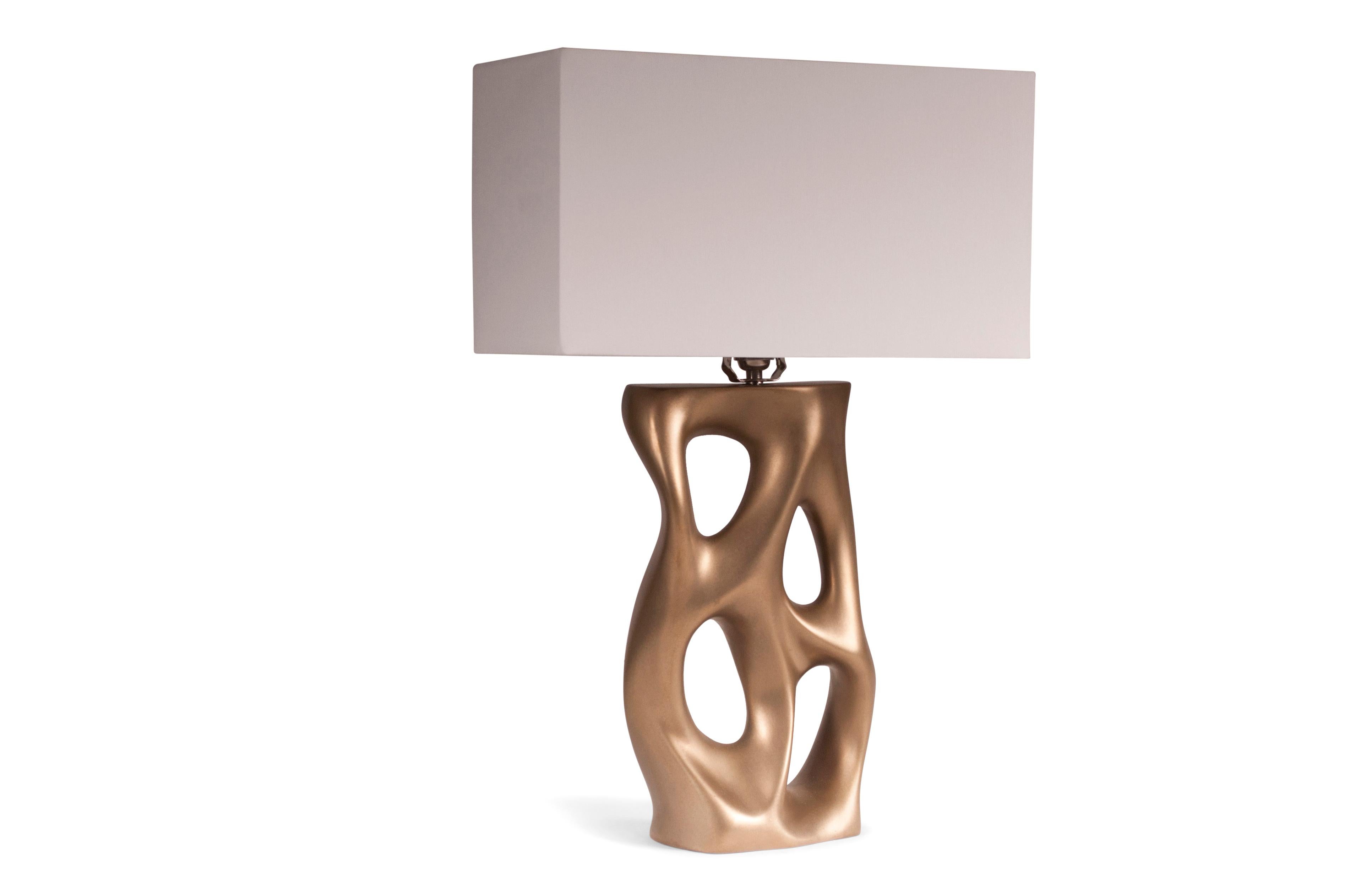 Modern Amorph Loop Table Lamp, Gold Finish 