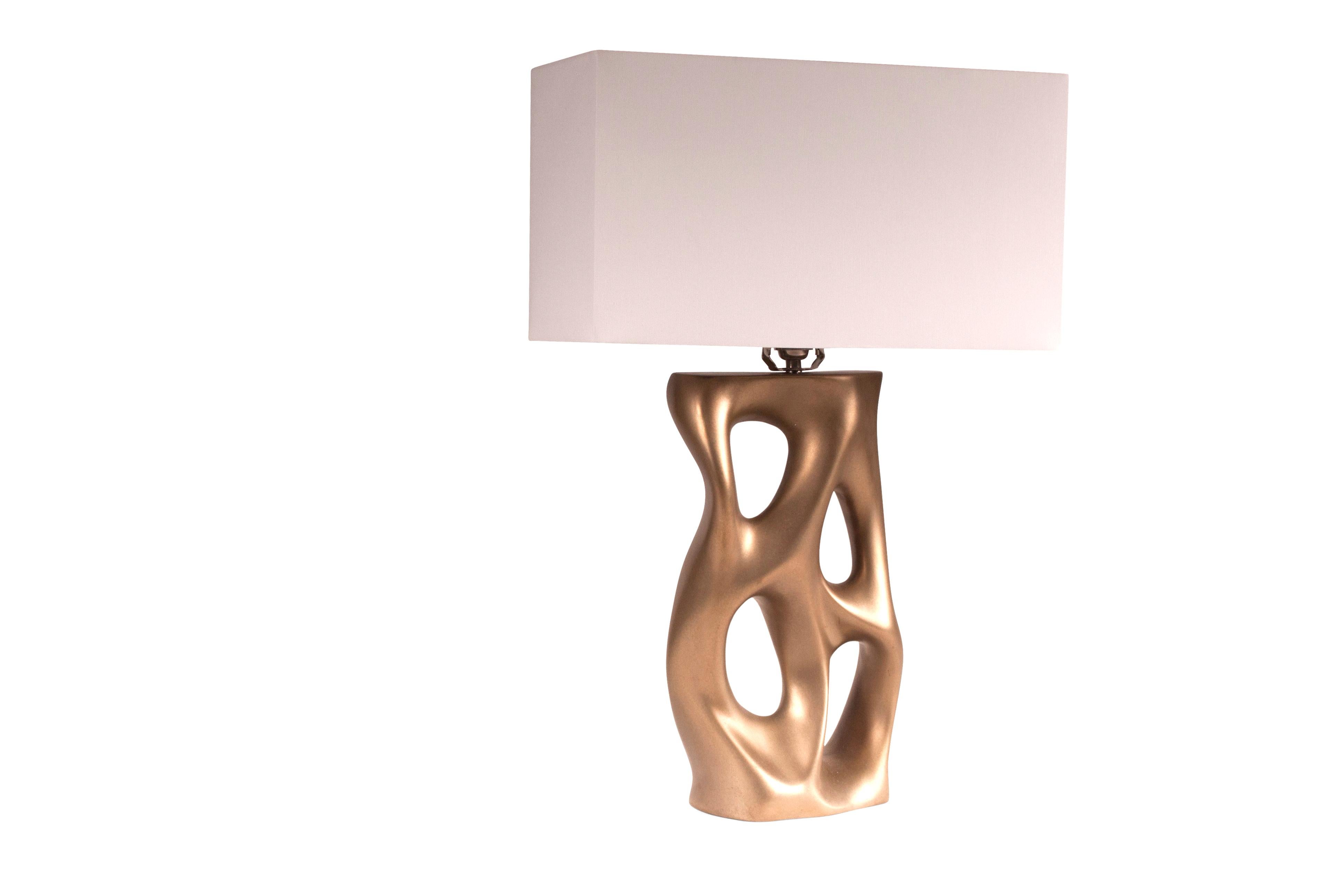 Carved Amorph Loop Table Lamp, Gold Finish 