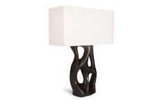 Loop Sculptural Table Lamp in Ebony stain on Ash with Ivory Silk Shade by Amorph