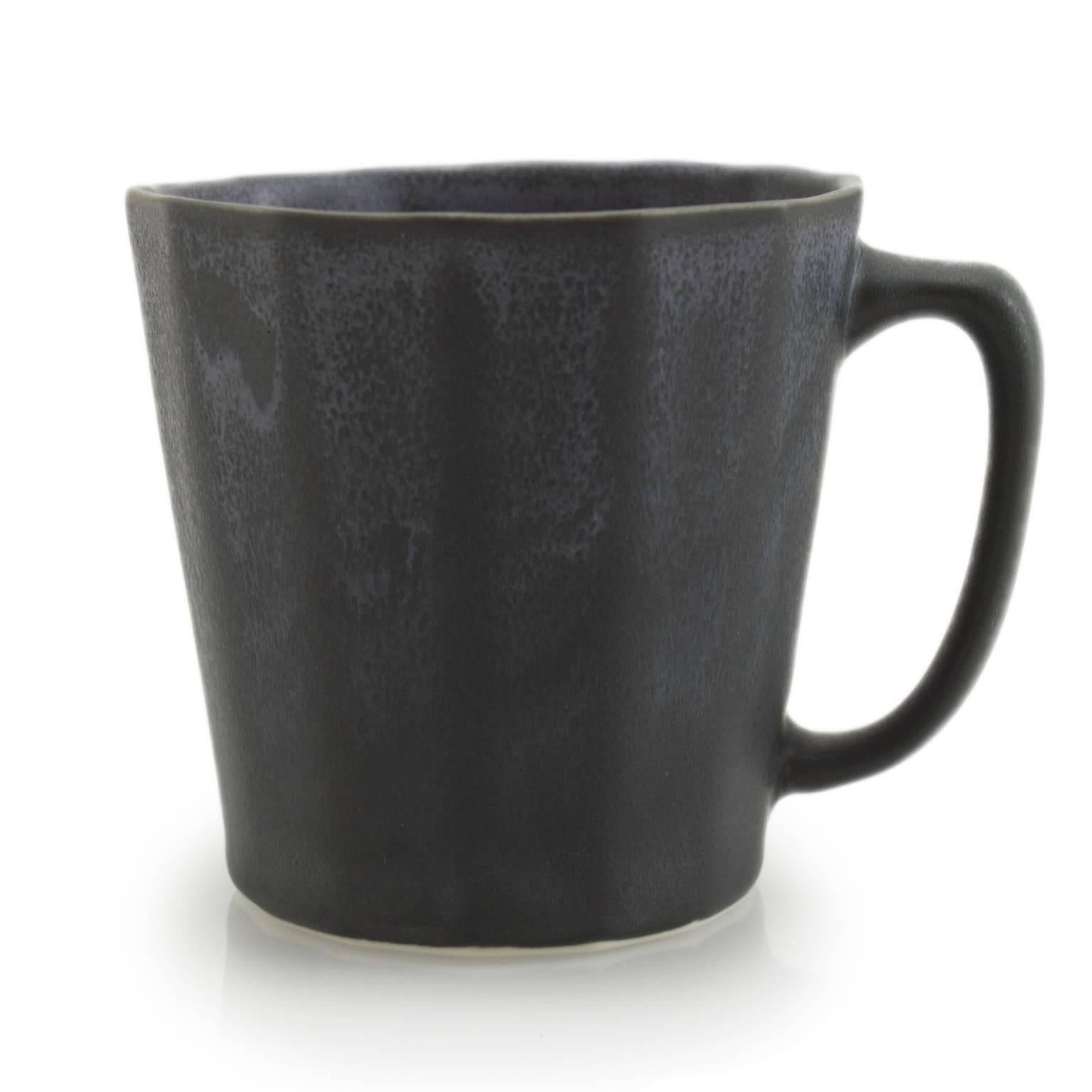 American Loop Teapot Ink Matte Black Tea Set with Mugs Contemporary Glazed Porcelain