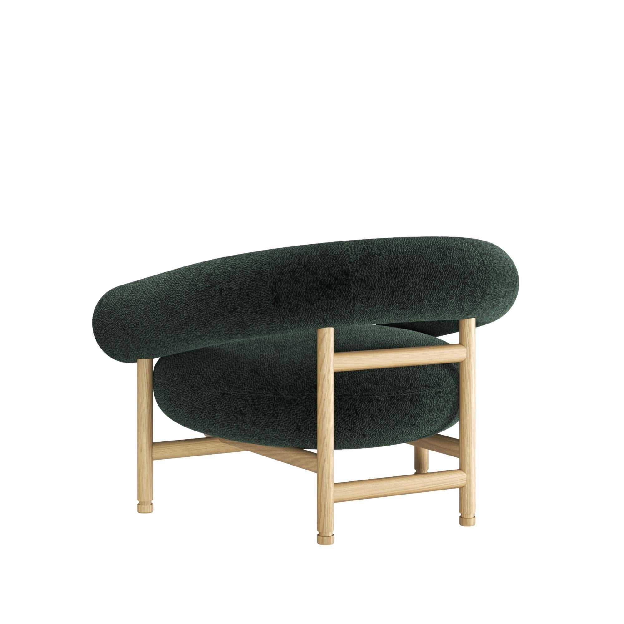 Modern Loop Upholstered Lounge Chair with Solid Oak Frame For Sale