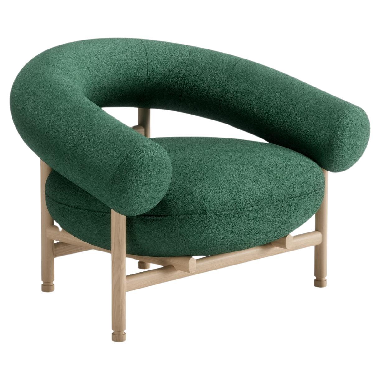 Gepolsterter Lounge-Sessel Loop mit Gestell aus massiver Eiche