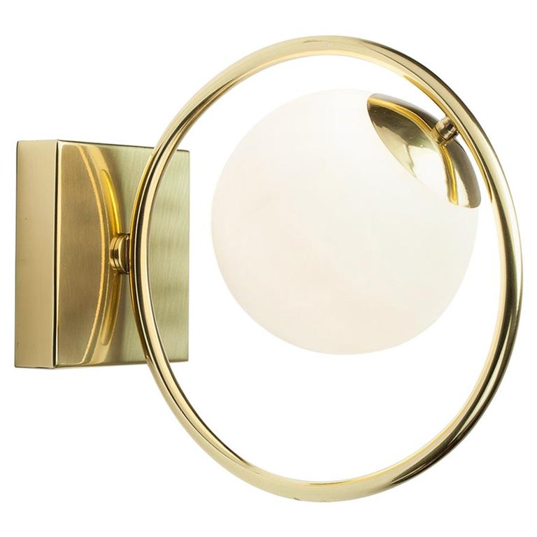 Art Deco Inspired Contemporary Loop Wall Sconce in Polished Brass For Sale